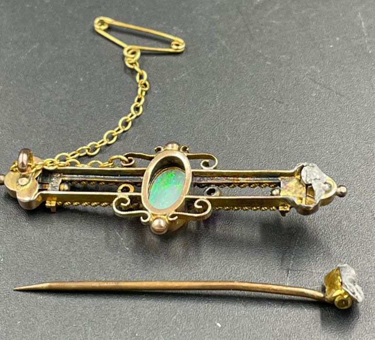 An Opal and ruby brooch in a gold setting AF - Image 4 of 5