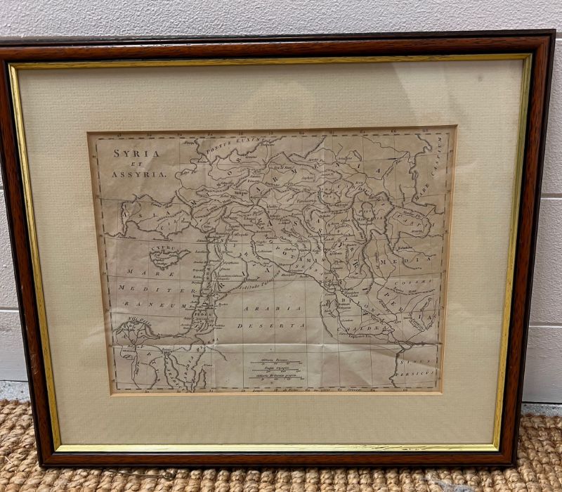 A framed map of Syria