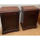 A pair of late 19th Century mahogany bedside cabinets having needed pilasters (H95cm W68cm D44cm)