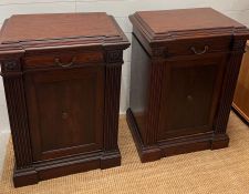 A pair of late 19th Century mahogany bedside cabinets having needed pilasters (H95cm W68cm D44cm)