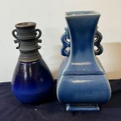 Two Cobalt blue vases