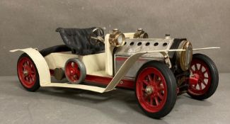 A vintage Mamod SA1 steam roadster in white