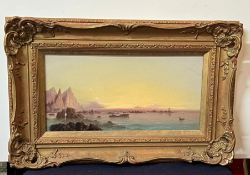 Thomas HART FSA (1830-1916) 'Helston 1882' oil on board marked verso, ornate frame (40cm x 19.5cm)