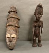 A selection of African to include a traditional mask and an figure