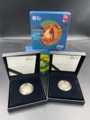 Two Royal Mint £2 silver proof piedfort coins 'Bravery in the Skies' and ' a Symbol of the Skies'