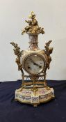 A Williamson Franklin Mint Queen Marie Antoinette flowers porcelain eight day clock
