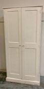A white painted two door six shelf kitchen unit (H199cm W93cm D41cm)