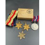 Militaria: Medal set for G W Hart and associated ephemera The War Medal 1939-1945, 1939-45 Star, The