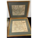 Two antique Maps of Chester, Cestria and Cambridge.
