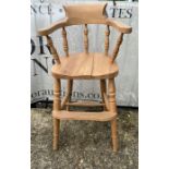 A pine child's high chair (H62cm W38cm)