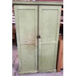 A green painted eight drawer vintage apple cupboard (H171cm W52cm D38cm)