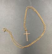 A 9ct gold cross on chain (Approximate Total weight 2.5g)