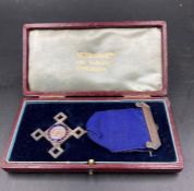 A Polytechnic Harriers 1914 Referee silver and enamel medal, cased.