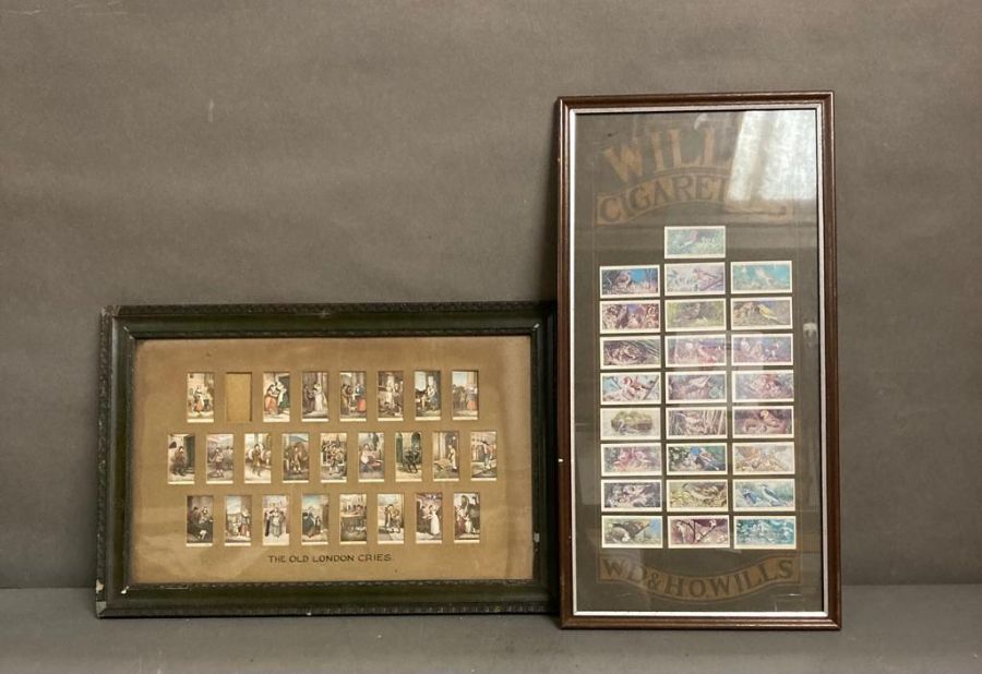 Two framed collections of cigarette cards. Wills and The Old London Cries