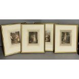 A selection of nine framed tinted etchings signed in pencil Edward Stodart