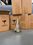 Six glass small gold Christmas trees, boxed