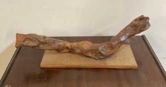 An ornamental mounted piece of driftwood