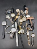 A selection of wristwatches, various makers and styles.