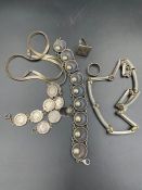 A selection of silver jewellery, various makers and styles.