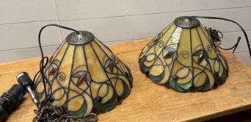 Two Tiffany style lamp shades, boxed