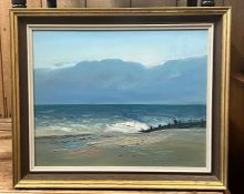 A coastal scene oil on board signed miles