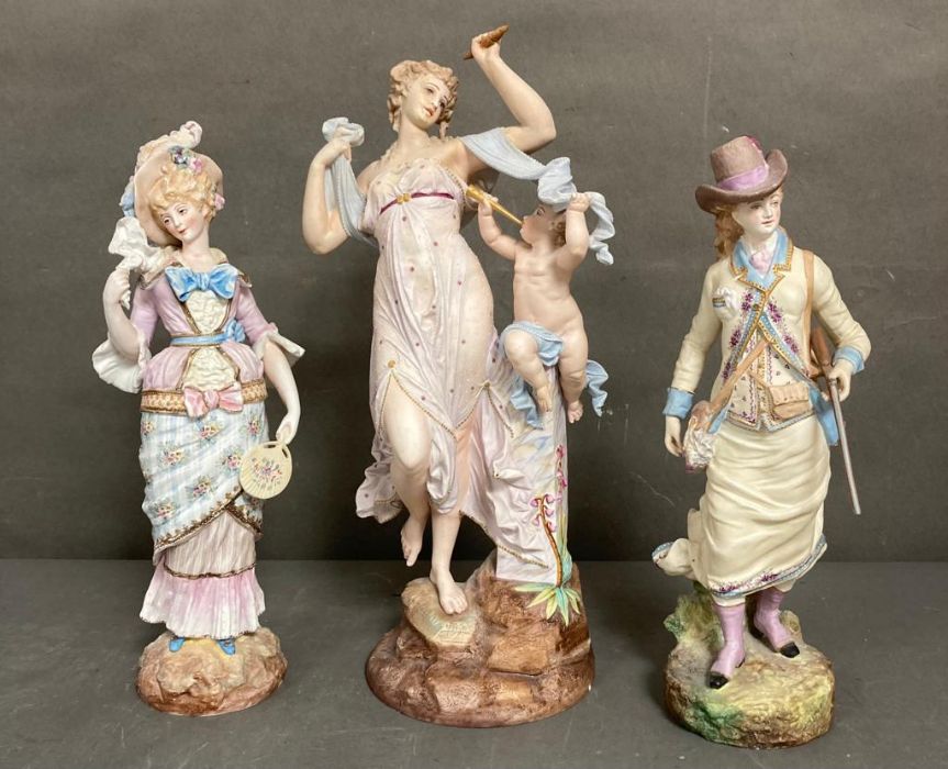 A selection of three Mid 19th Century bisque figures