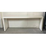 A white contemporary console table (H74cm W192cm D36cm)