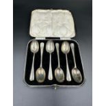 A Boxed set of six silver teaspoons by Barker Brothers Silver Ltd, hallmarked for Birmingham 1929