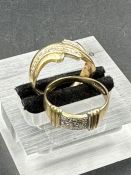 Two 9ct gold and white stone fashion rings (Approximate Total Weight 5.2g) Size M & N