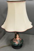 Moorcroft sweet briar pink table lamp with wooden base