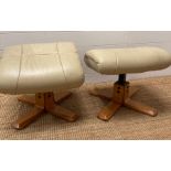 A pair of white leather upholstered foot stools