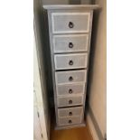 A painted tall boy chest of drawers (H153cm W46cm D43cm)