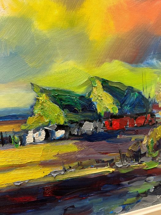A contemporary painting of a river scene with vibrant colours - Image 2 of 5