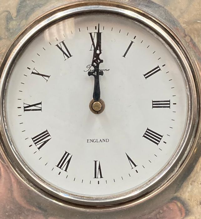 A silver framed Asprey clock, hallmarked, with Asprey mark verso - Image 3 of 4