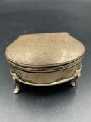 A silver jewellery box on four hoof feet, hallmarked for Birmingham 1904 by Cornelius Desormeaux