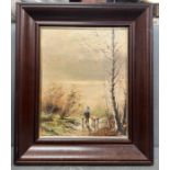 Oil on canvas of a country scene signed lower right