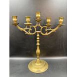A brass candelabra