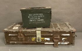 Two vintage military cartridge or shell boxes