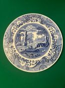 A boxed blue and white plate by Spode
