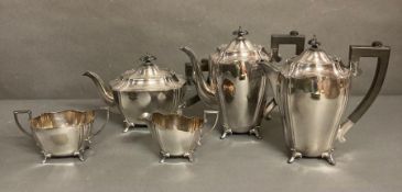 A part silver plated coffee/tea service to include coffee pot, sugar bowl, milk jug and tea pot