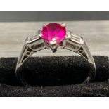 A Genuine high spec. high tech. 'AA' fine grade lab grown ruby and natural diamond ring.
