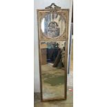 A tall gilt mirror with wheat and ribbon carved to top panel 153cm x 43cm