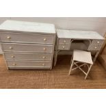 A bamboo and wicker bedroom set comprising of chest of drawers and dressing table (Desk H77cm