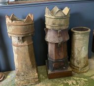 Three reclaimed Victorian crown chimney pots