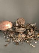 A large selection of silverplated items.