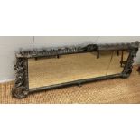 A 19th Century carved and painted triple plate landscape mirror 120cm x 47cm