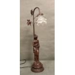 A Neo Classical style bronze effect table lamp of a lady