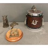 A selection of horse related items to include hooks, small bust, ice bucket etc.