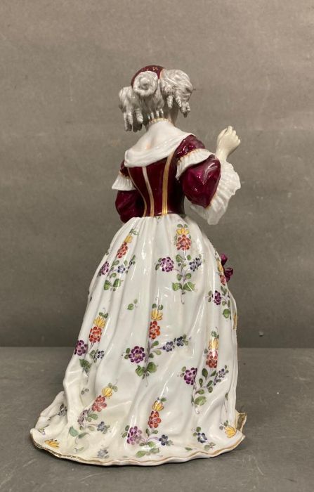 An 19th Century figure of a lady in formal wear with hand raised in the manner of Dresden AF - Image 4 of 4