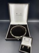 A Mappin & Webb silver necklace and matching earrings, in original boxes.